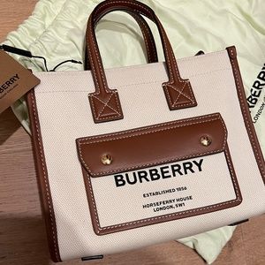 BRAND NEW NEVER USED Burberry Canvas & Leather Mini Freya Tote